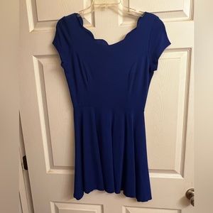 Royal blue dress with scalloped neckline